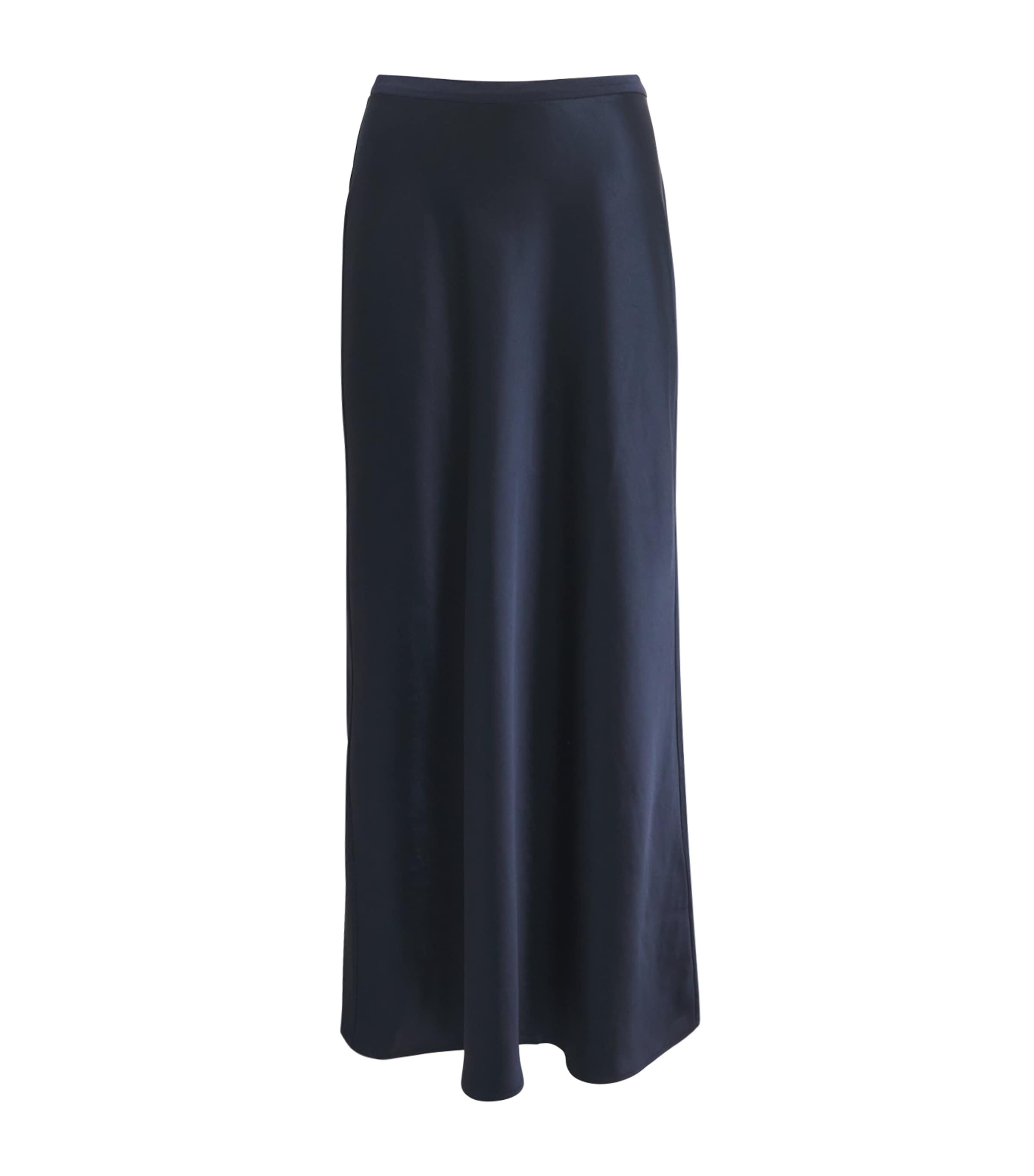 ANINE BING Womens Silk Bar Maxi Skirt Navy