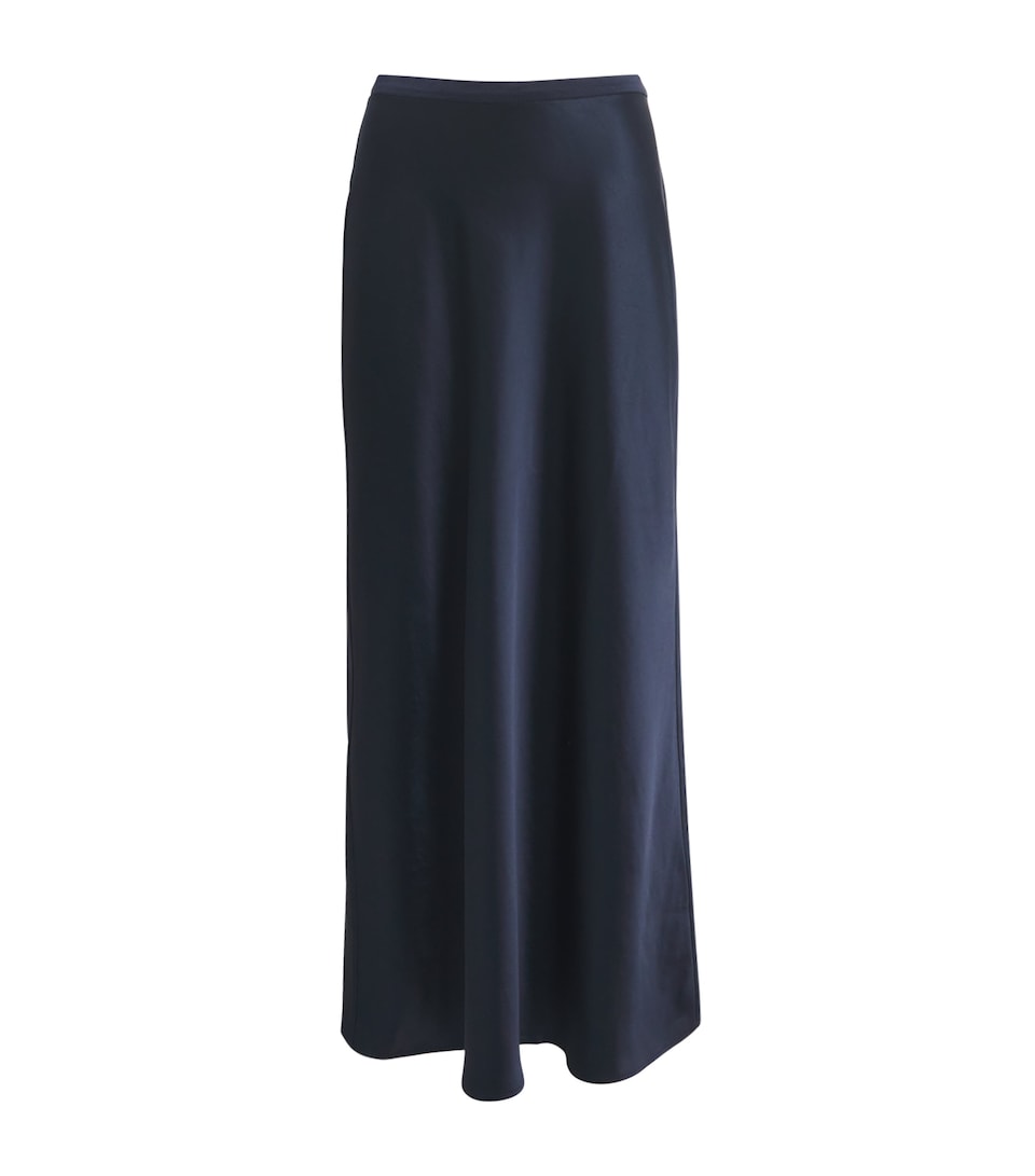 ANINE BING Womens Silk Bar Maxi Skirt Navy