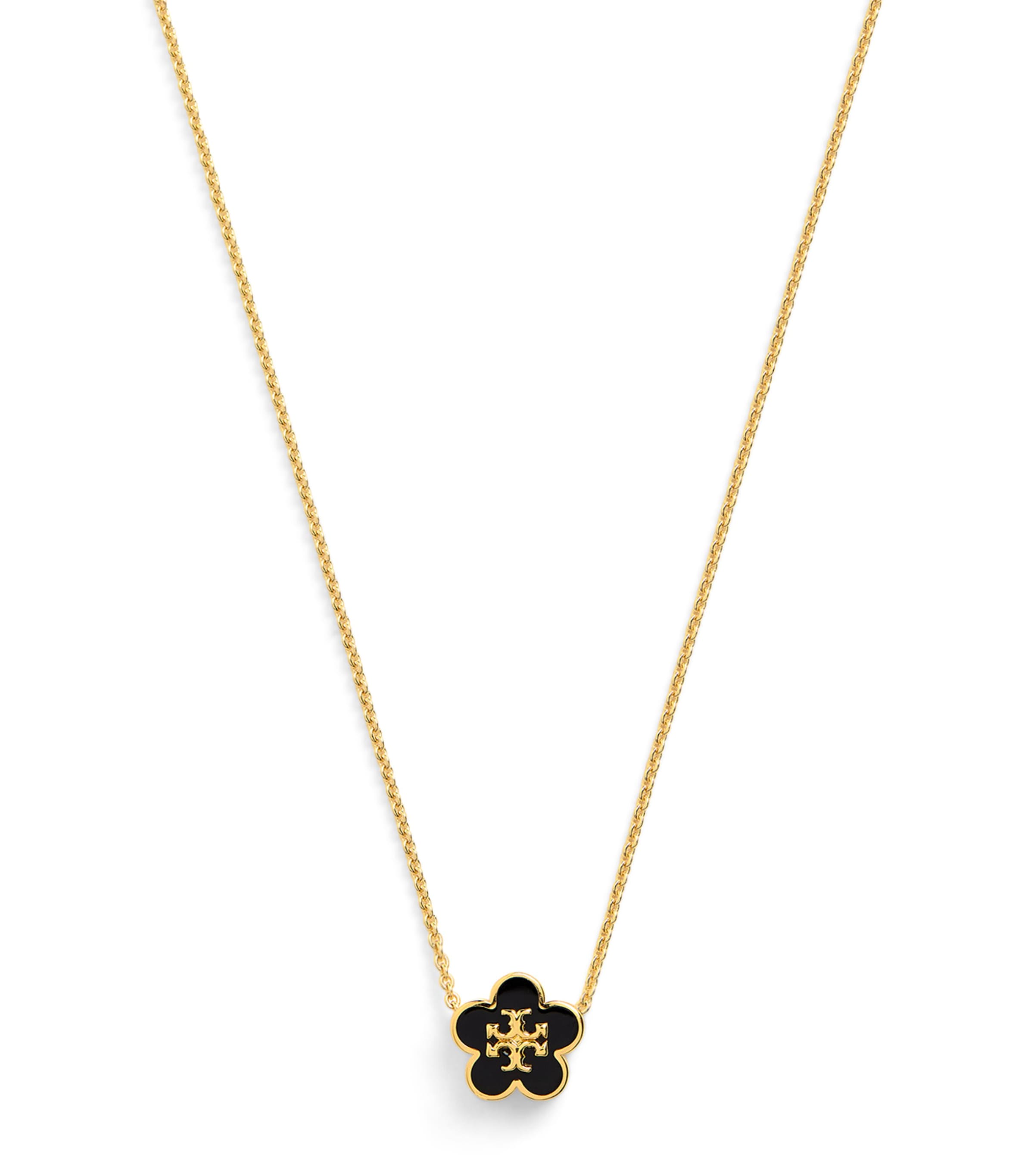 Tory Burch Enamel Kira Flower Necklace Tory Gold / Blck