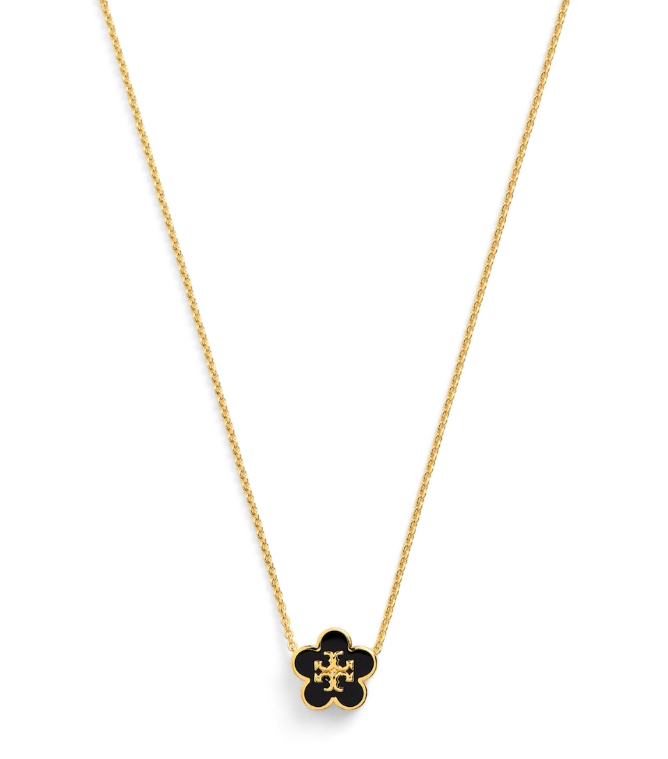 Tory Burch Enamel Kira Flower Necklace Tory Gold / Blck