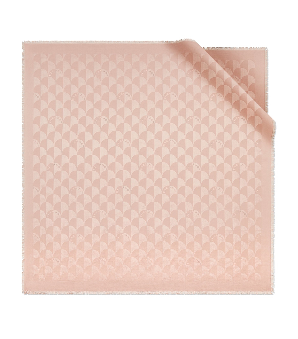 Bvlgari Wool-Silk Fringe Maxi Calla Scarf Pink Medium