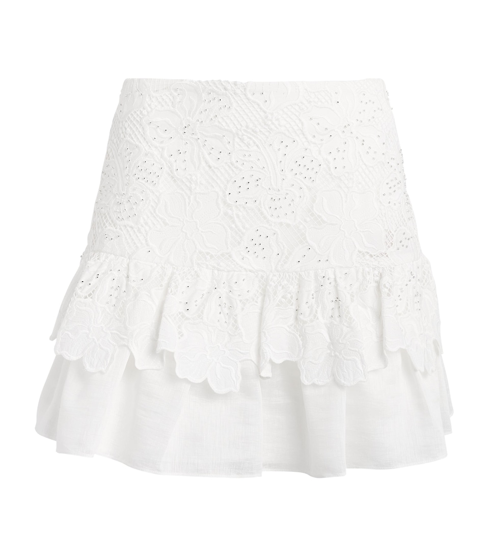 Sandro Paris Womens Guipure Lace Mini Skirt White
