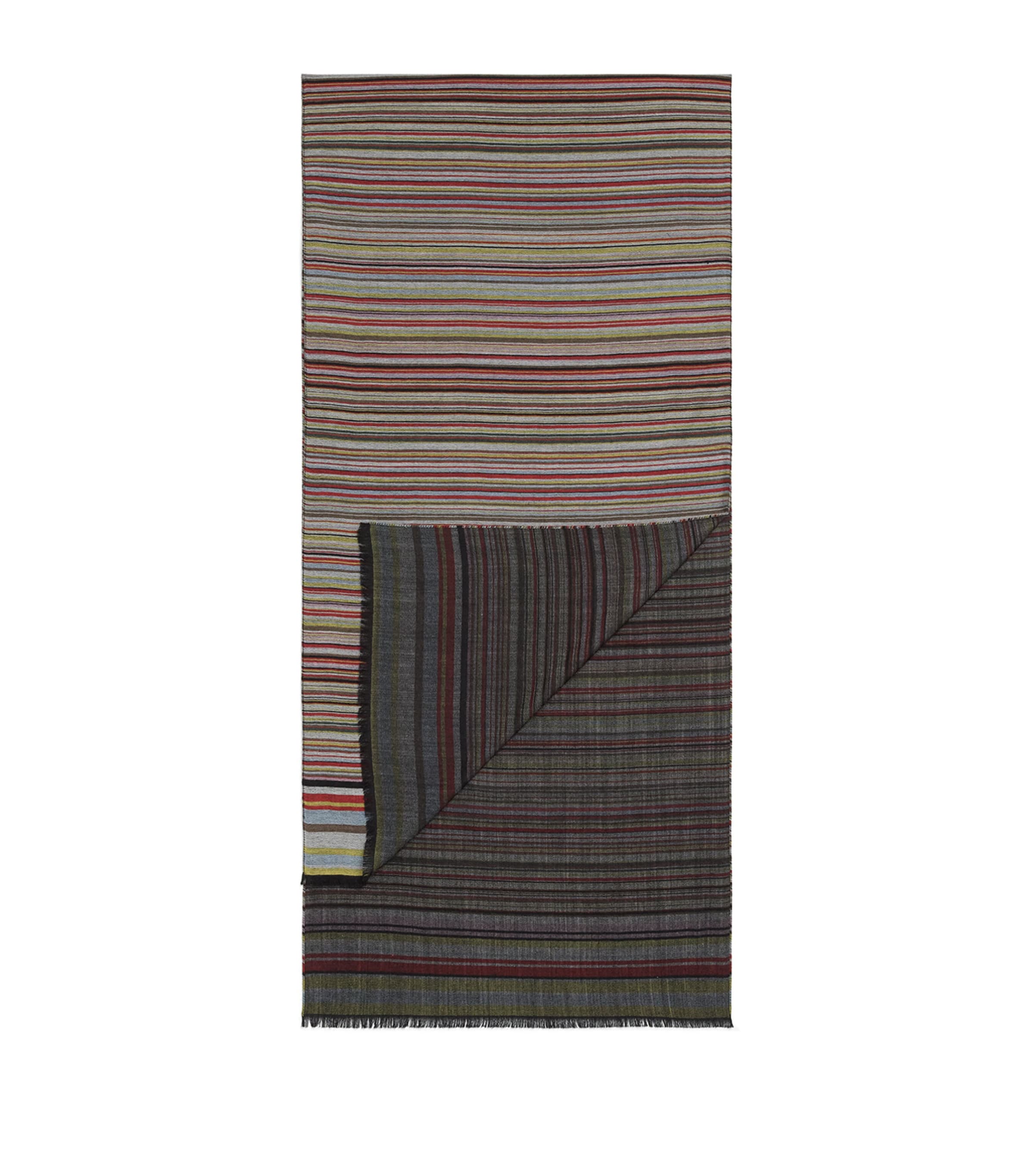 Paul Smith Wool-Silk Signature Stripe Scarf Coloured