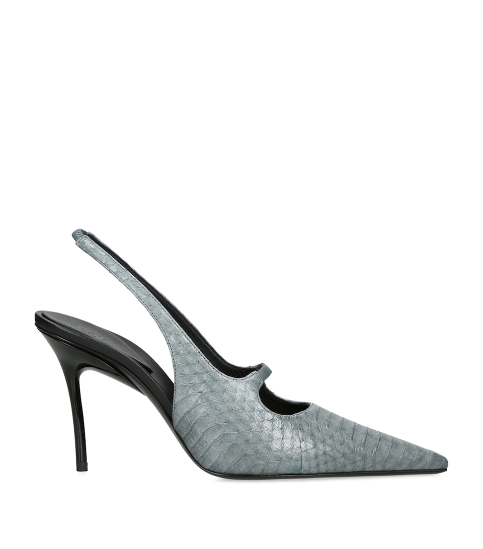 Alaïa Leather Croc-Effect Drop Slingback Pumps 90 Other