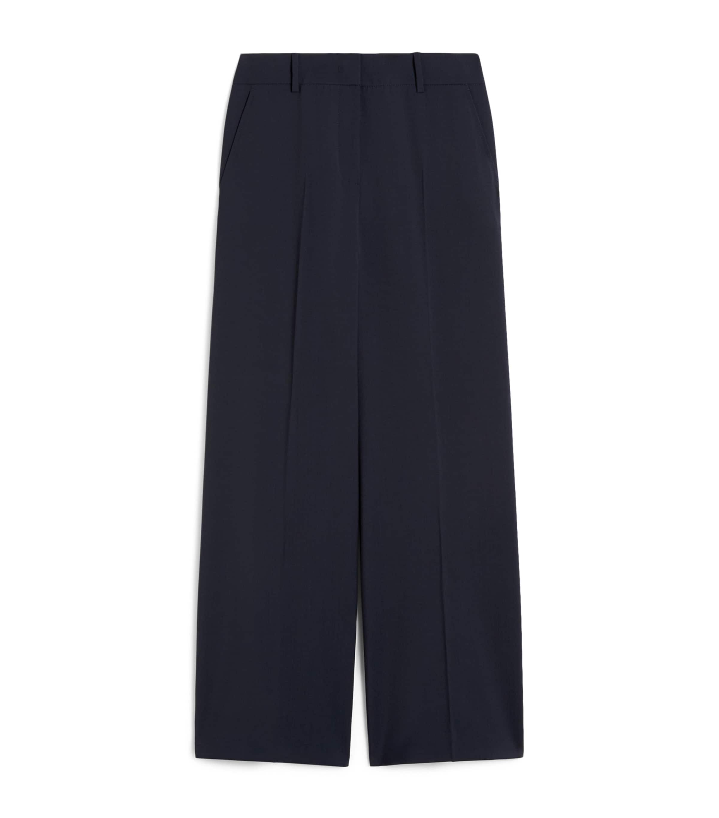 Weekend Max Mara Womens Wool Wide-Leg Trousers Navy