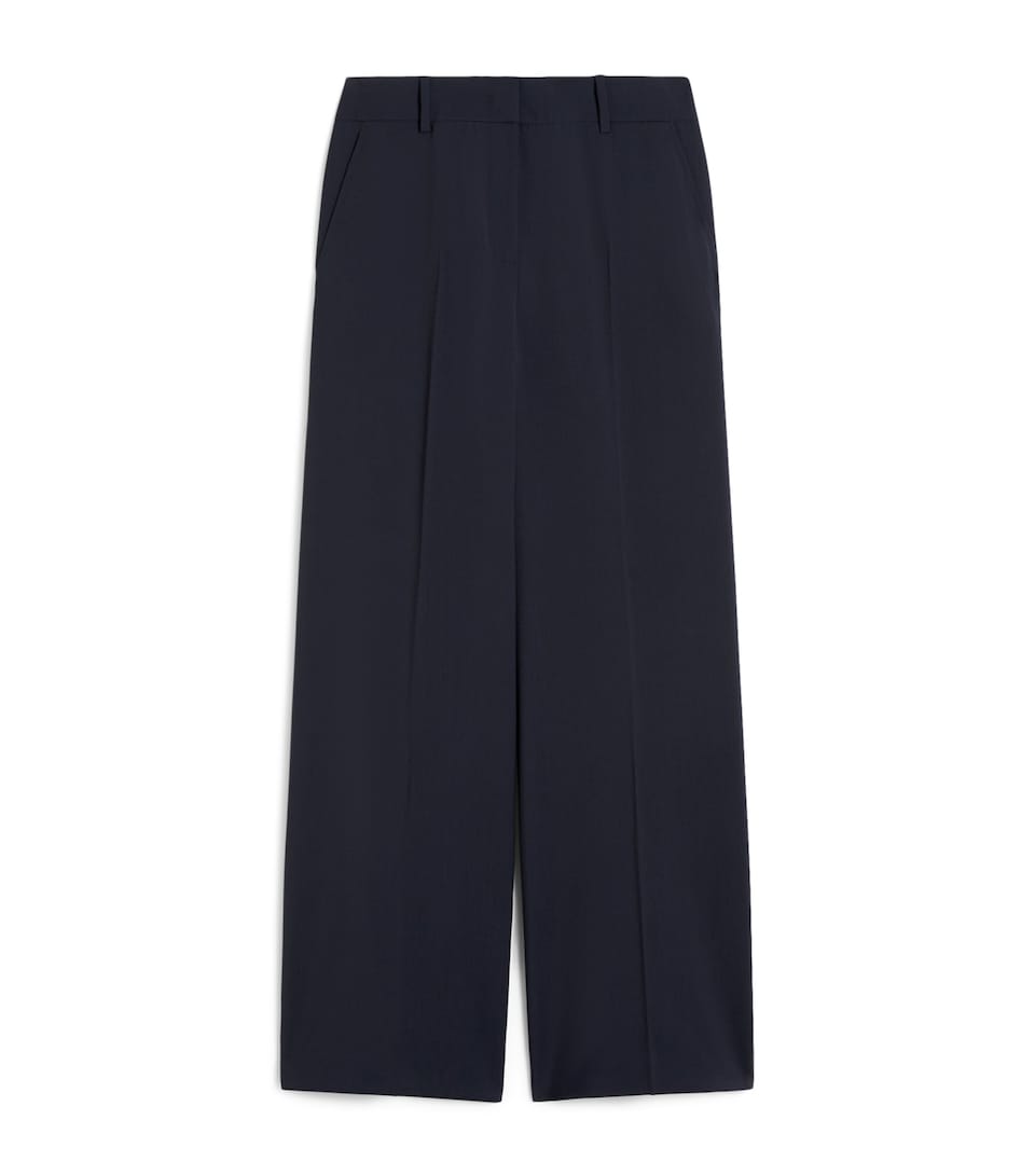Weekend Max Mara Womens Wool Wide-Leg Trousers Navy