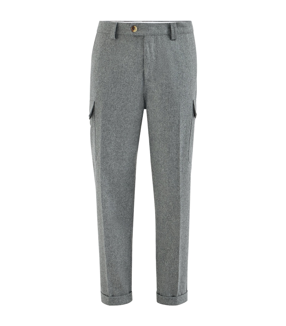 Brunello Cucinelli Mens Virgin Wool Flannel Trousers