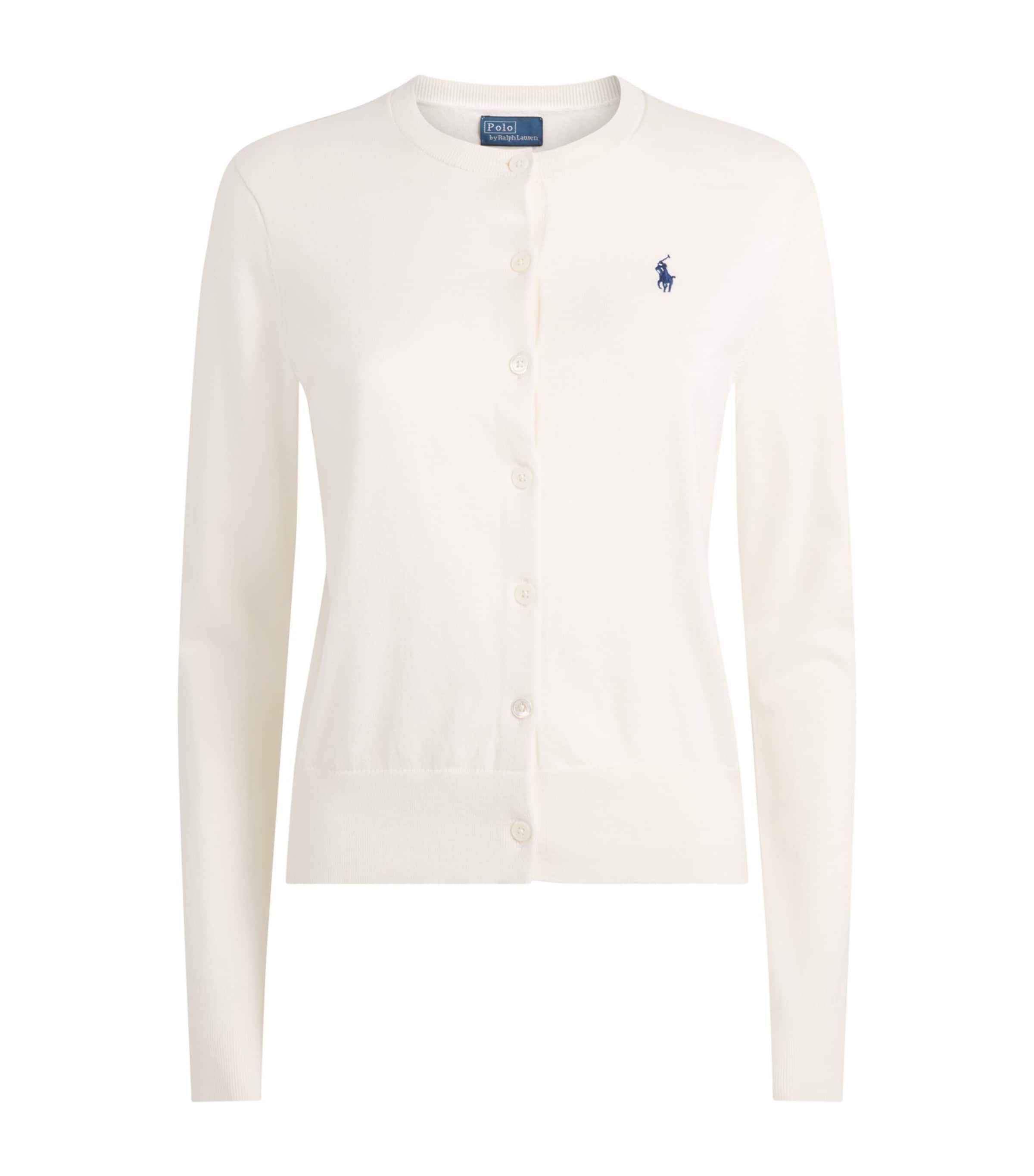 Polo Ralph Lauren Womens Pima Cotton Polo Pony Cardigan Collection Cream