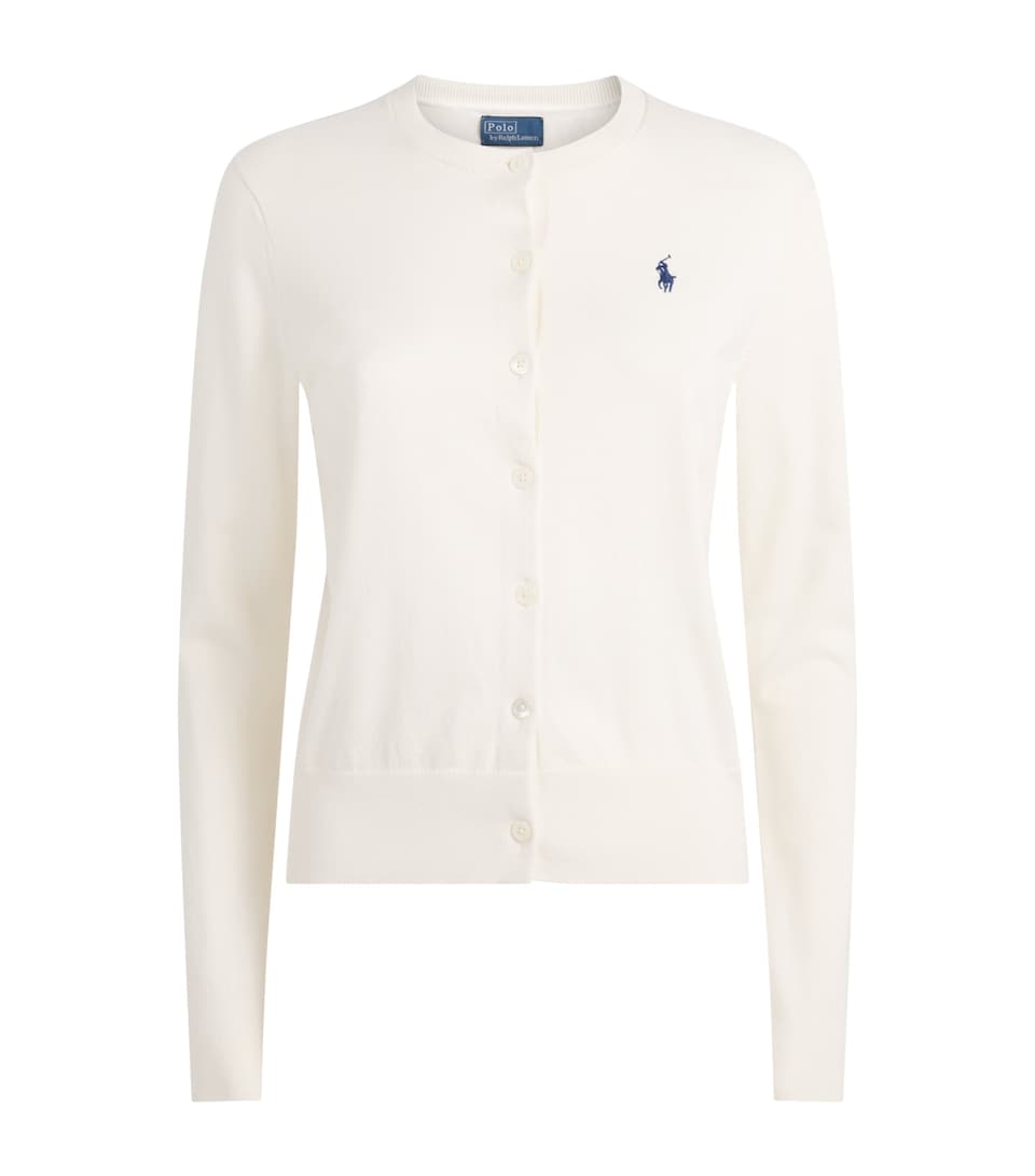 Polo Ralph Lauren Womens Pima Cotton Polo Pony Cardigan Collection Cream