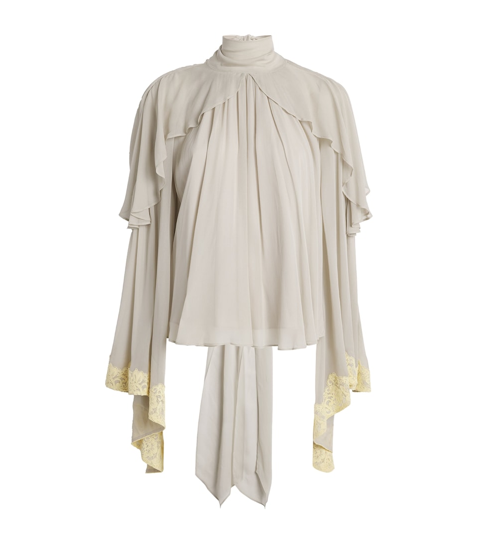 De La Vali Womens Cape-Detail Alitha Blouse Stone Beige/ Nud Beg