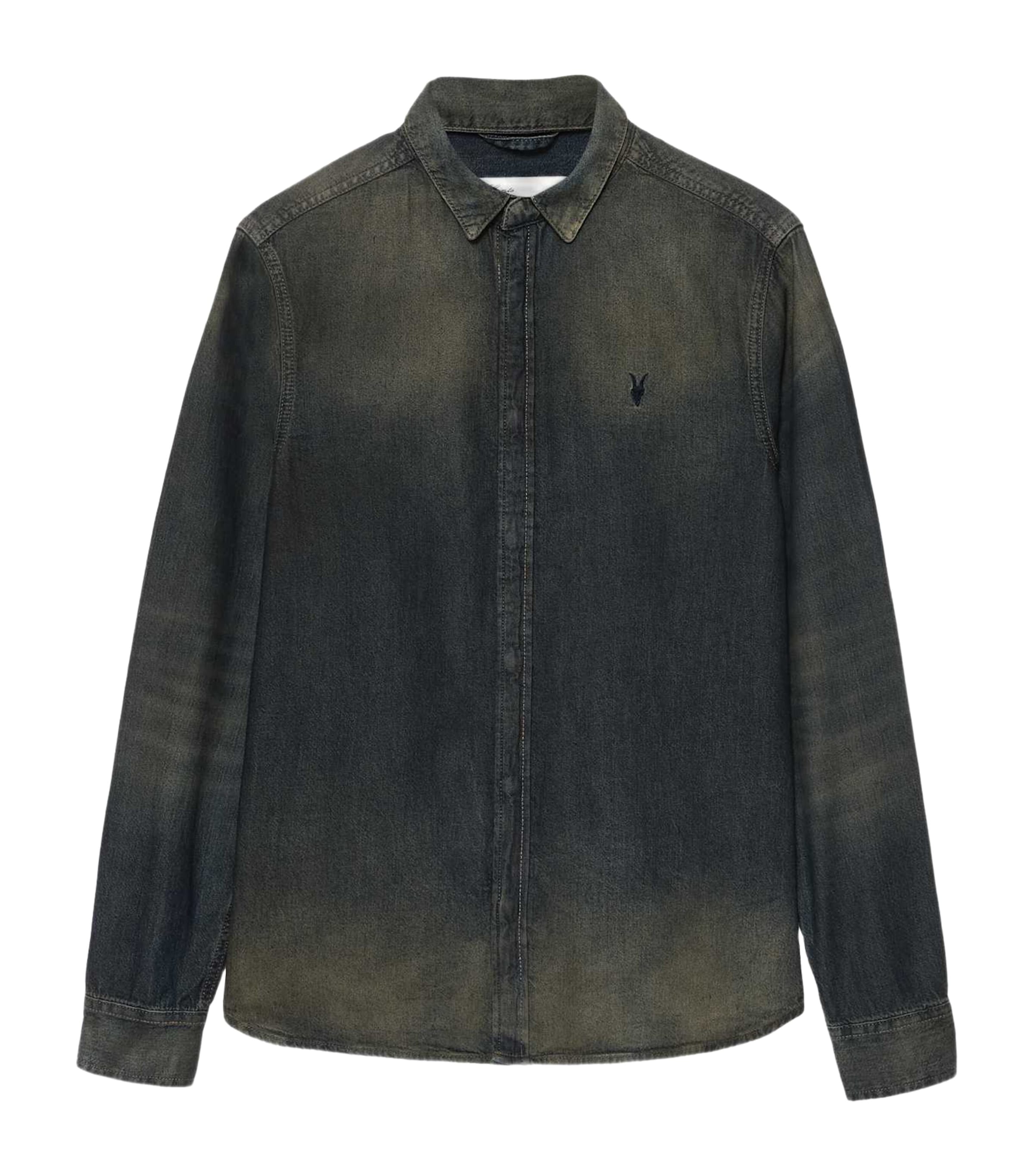 AllSaints Mens Gleason Denim Shirt Tinted Dark Indigo