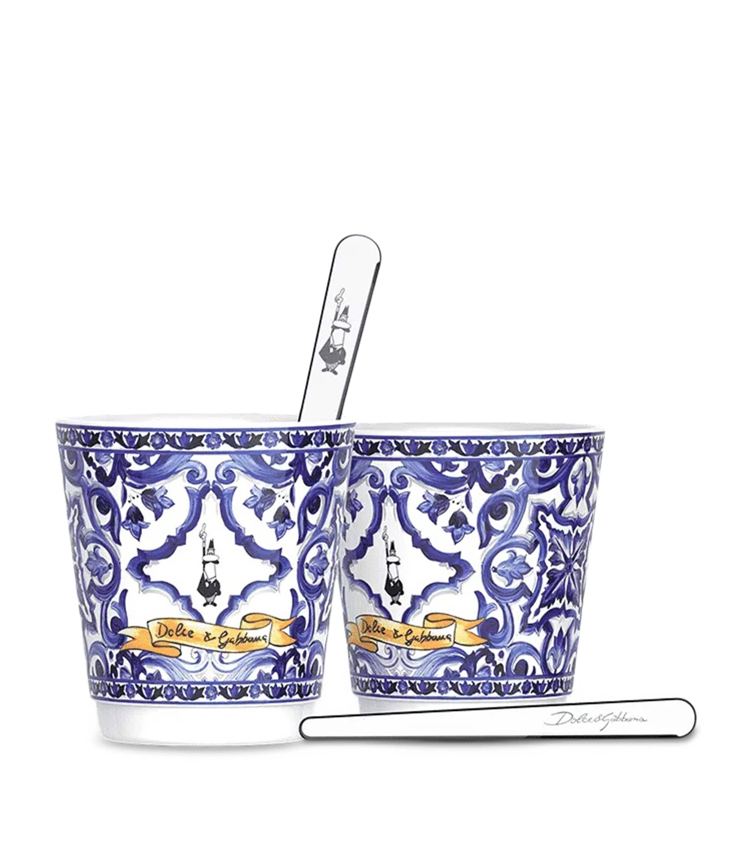 Bialetti x Dolce&Gabbana Espresso Cups and Saucers (Set of 2) Blue