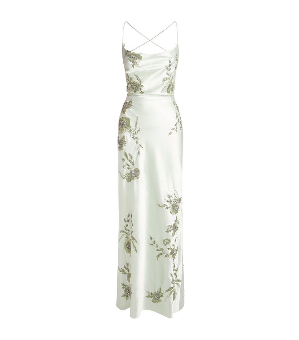Alice+Olivia Womens Embellished Montana Maxi Dress Green Lily