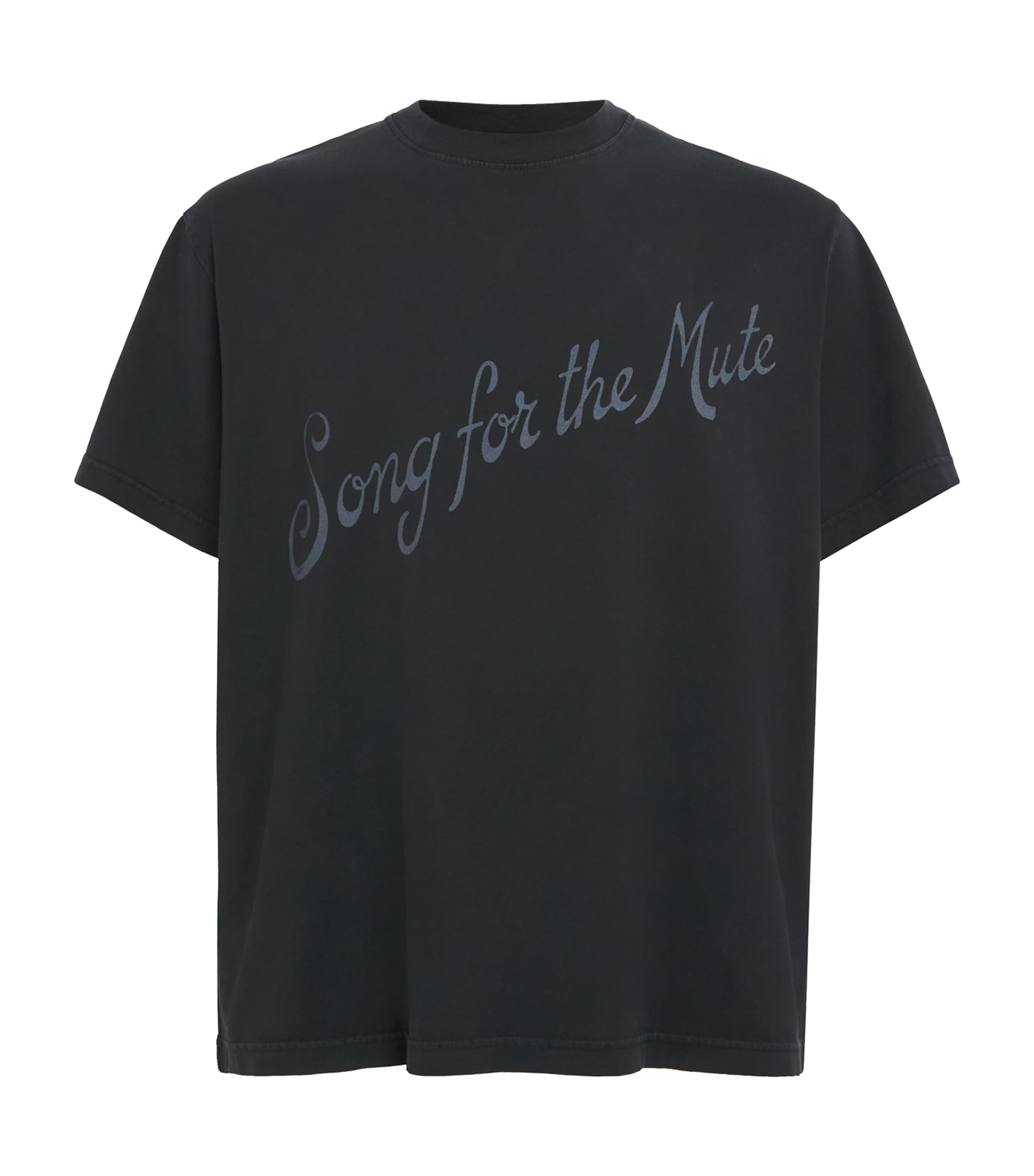 Song For The Mute Mens Cotton Logo T-Shirt Overdye Smoke