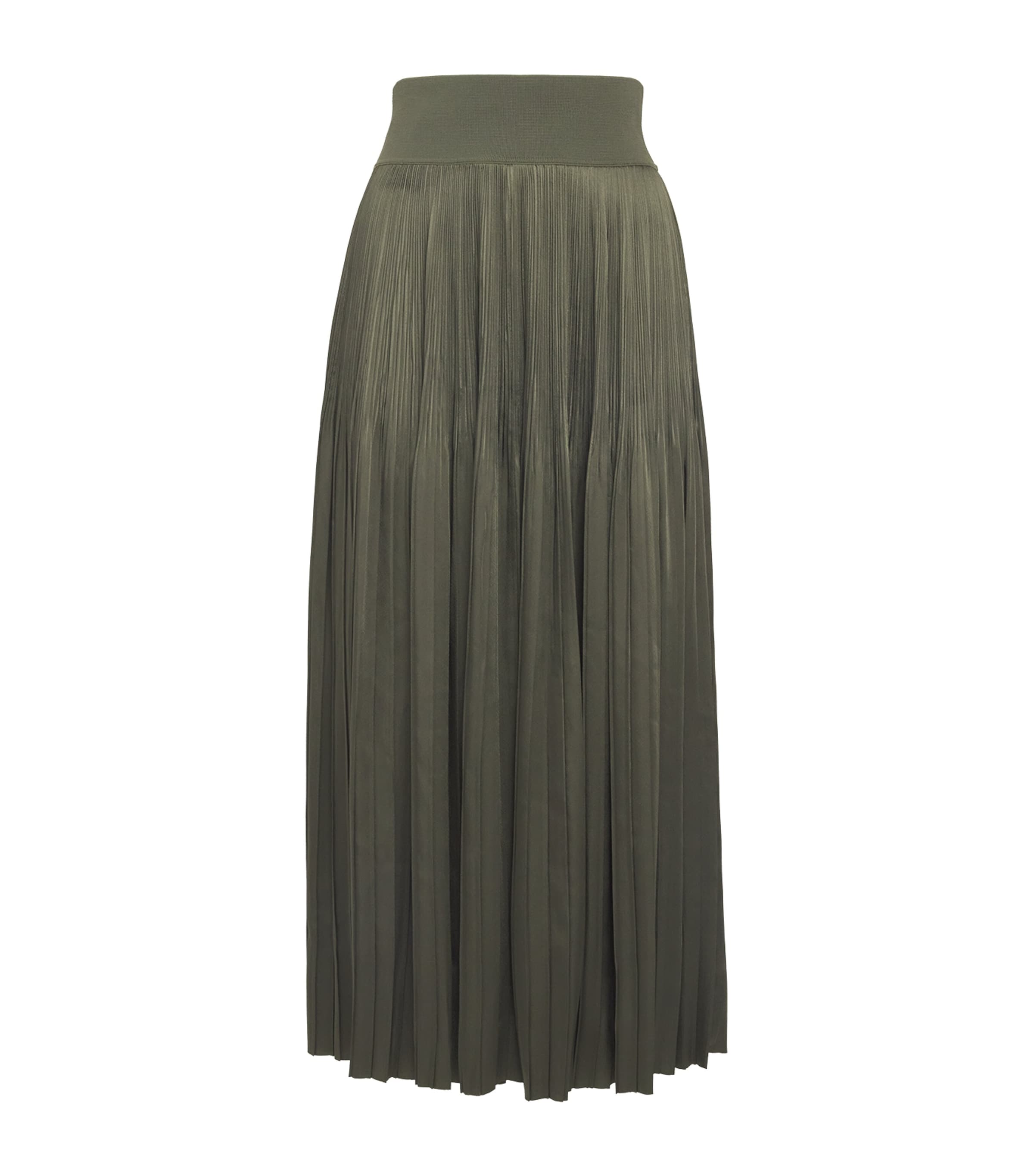 Satin Pleated Rabat Midi Skirt