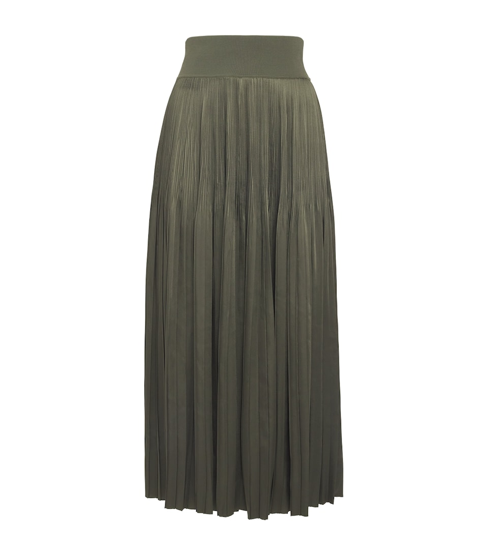 Satin Pleated Rabat Midi Skirt