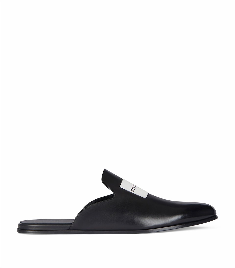 Calfskin Logo-Label Slippers