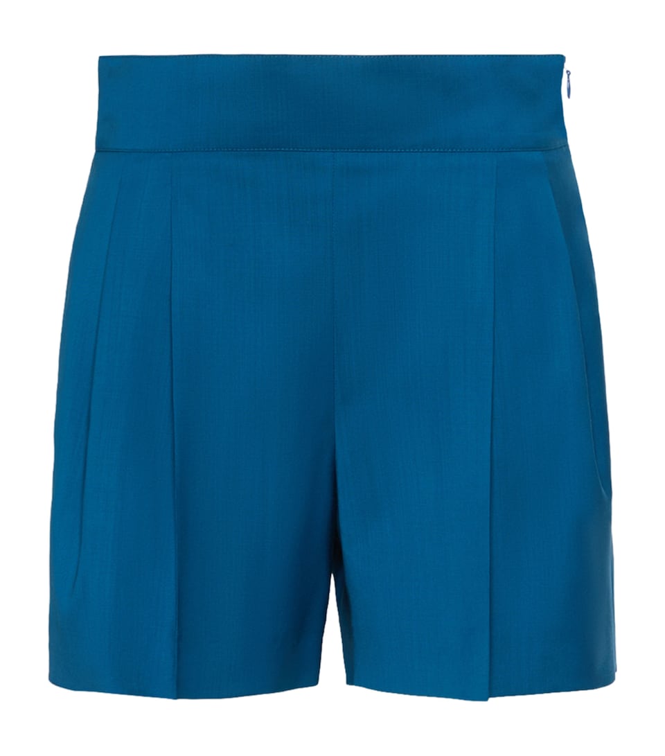Max Mara Womens Virgin Wool Pleated Shorts Navy