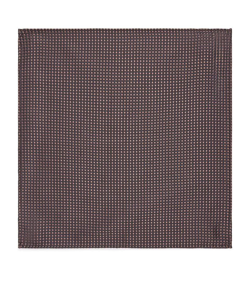 Pal Zileri Silk Jacquard Pocket Square Brown