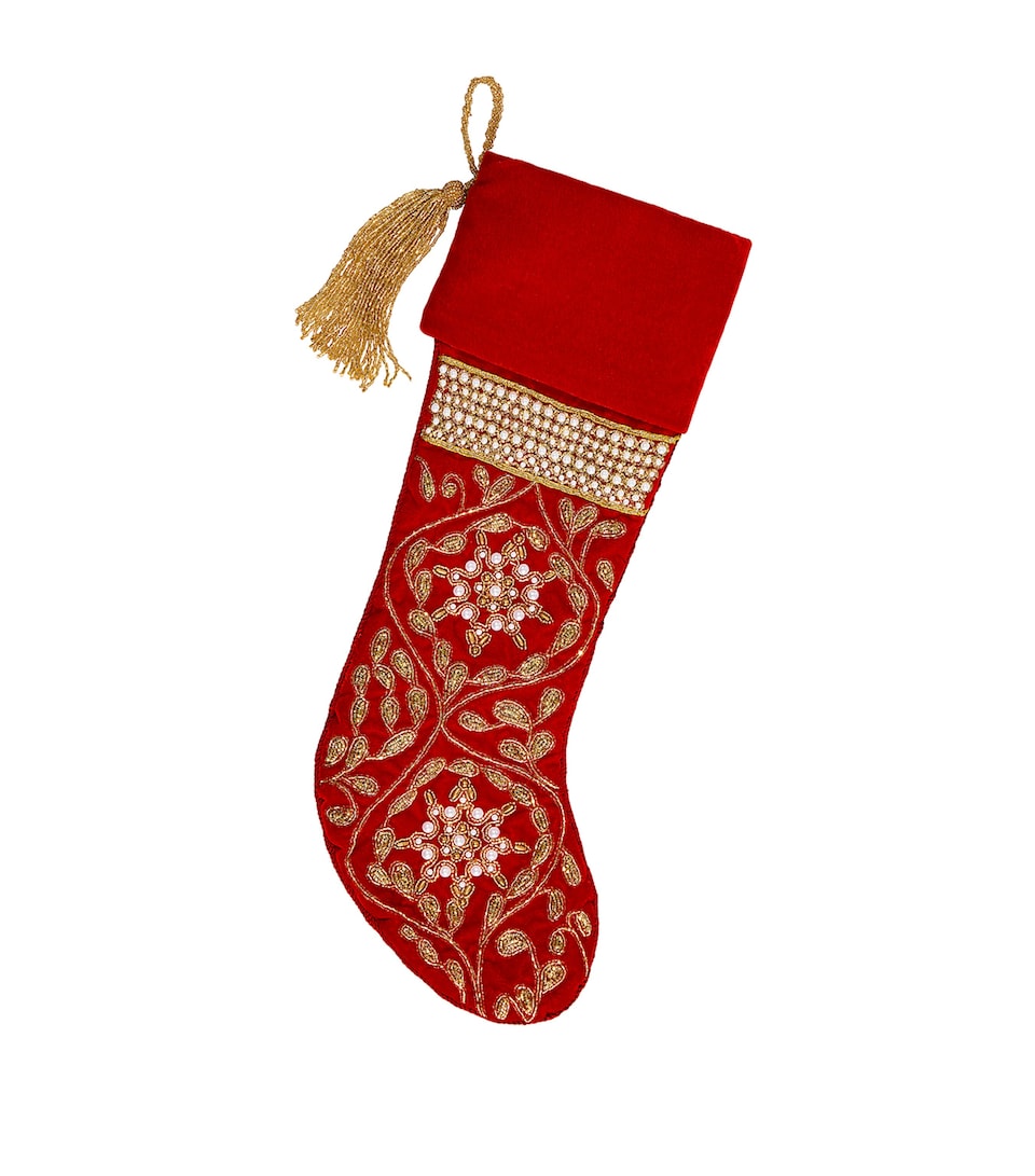 Velvet Pearl-Border Stocking