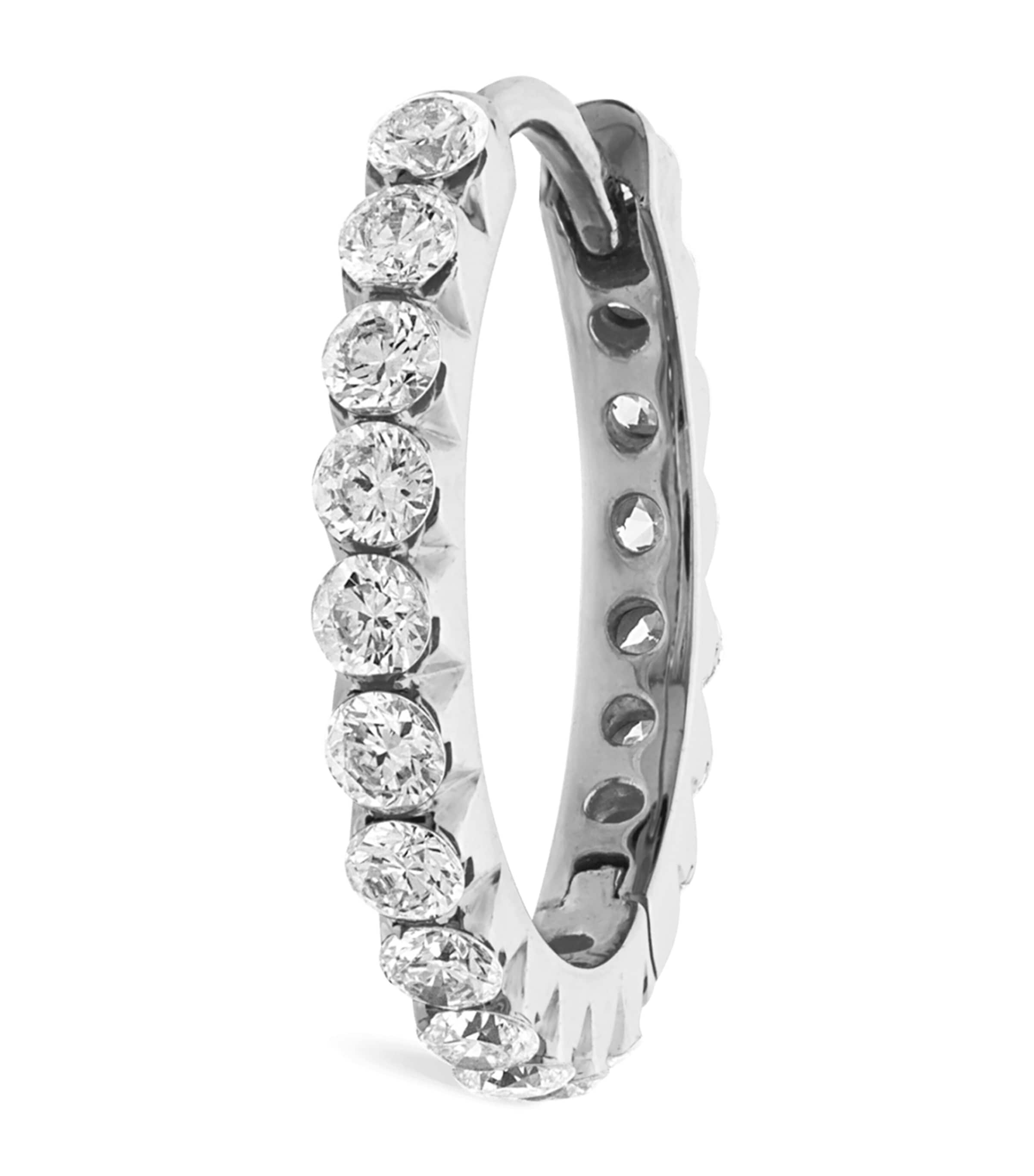 Maria Tash Invisible Set Diamond Eternity Single Hoop Earring (11mm) White Gold