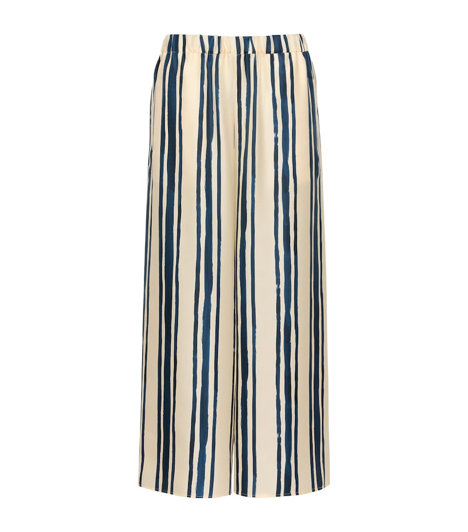 Weekend Max Mara Womens Silk Wide-Leg Trousers Navy
