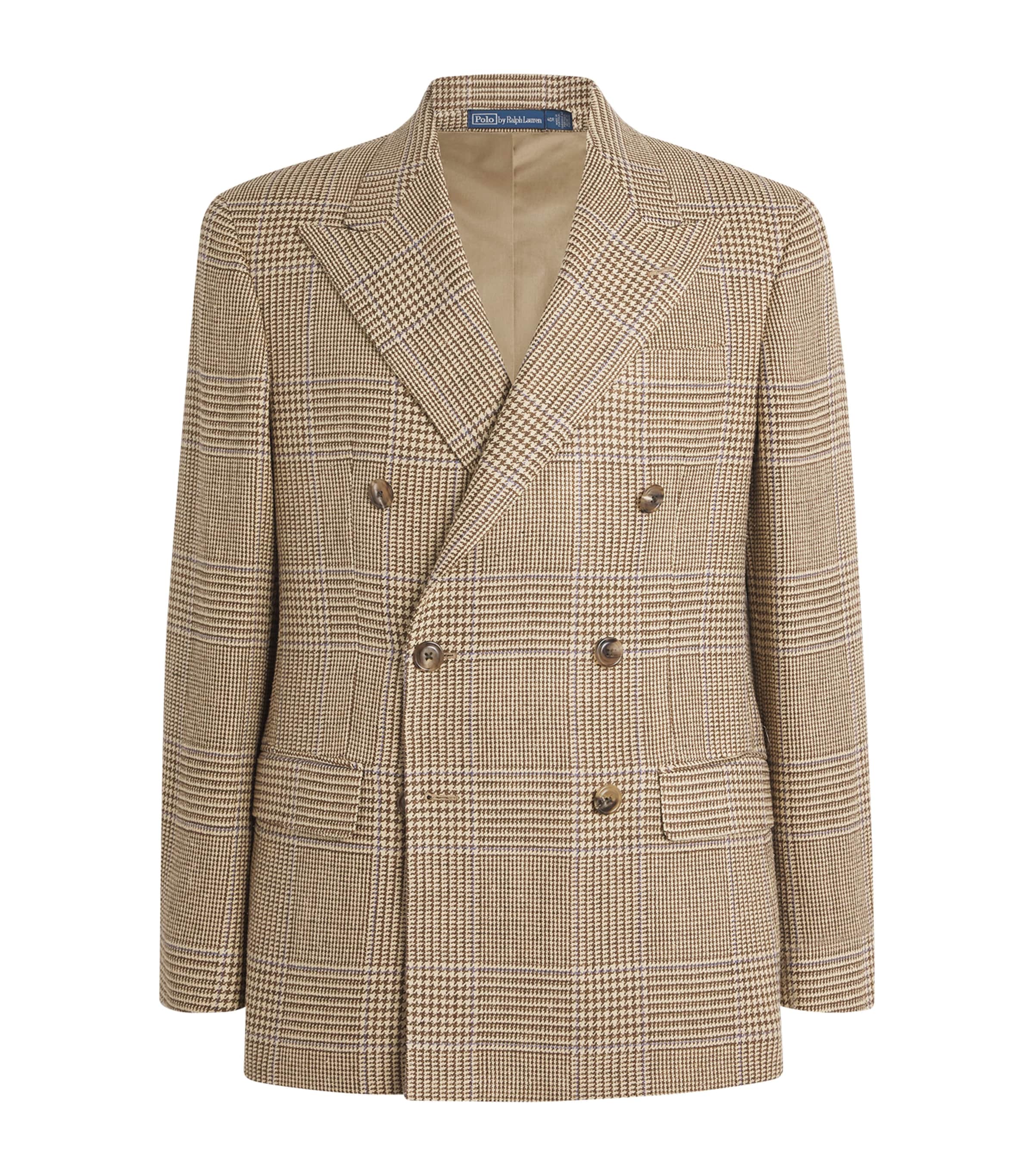 Linen-Silk-Cotton Glenplaid Check Blazer