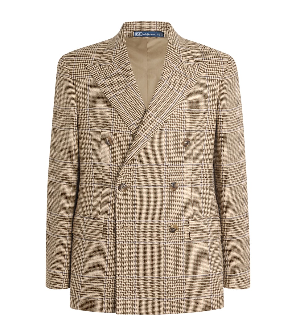 Linen-Silk-Cotton Glenplaid Check Blazer