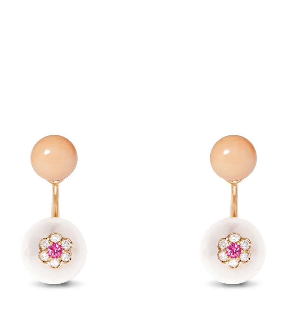 David Morris Rose Gold, Diamond and Sapphire Berry Ear Jacket White