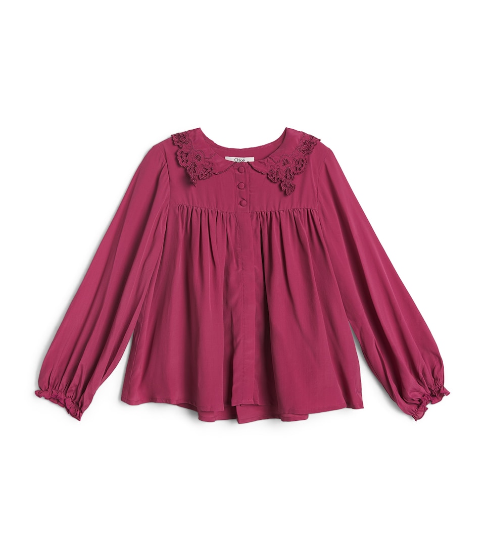 Chloé Kids Eyelet Blouse (4-14 Years) Raspberry Rose