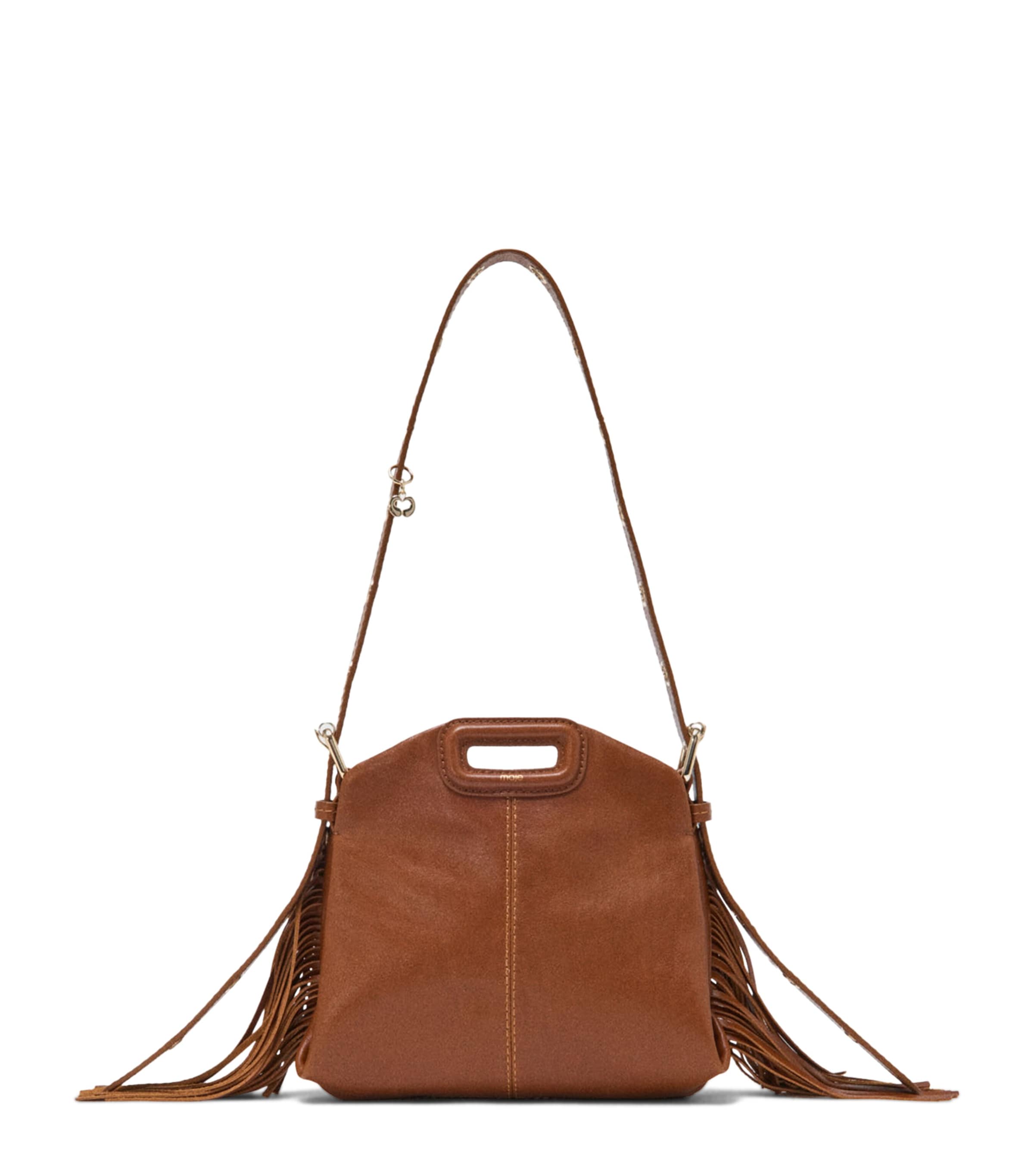 Maje Mini Leather Miss M Shoulder Bag Tobacco