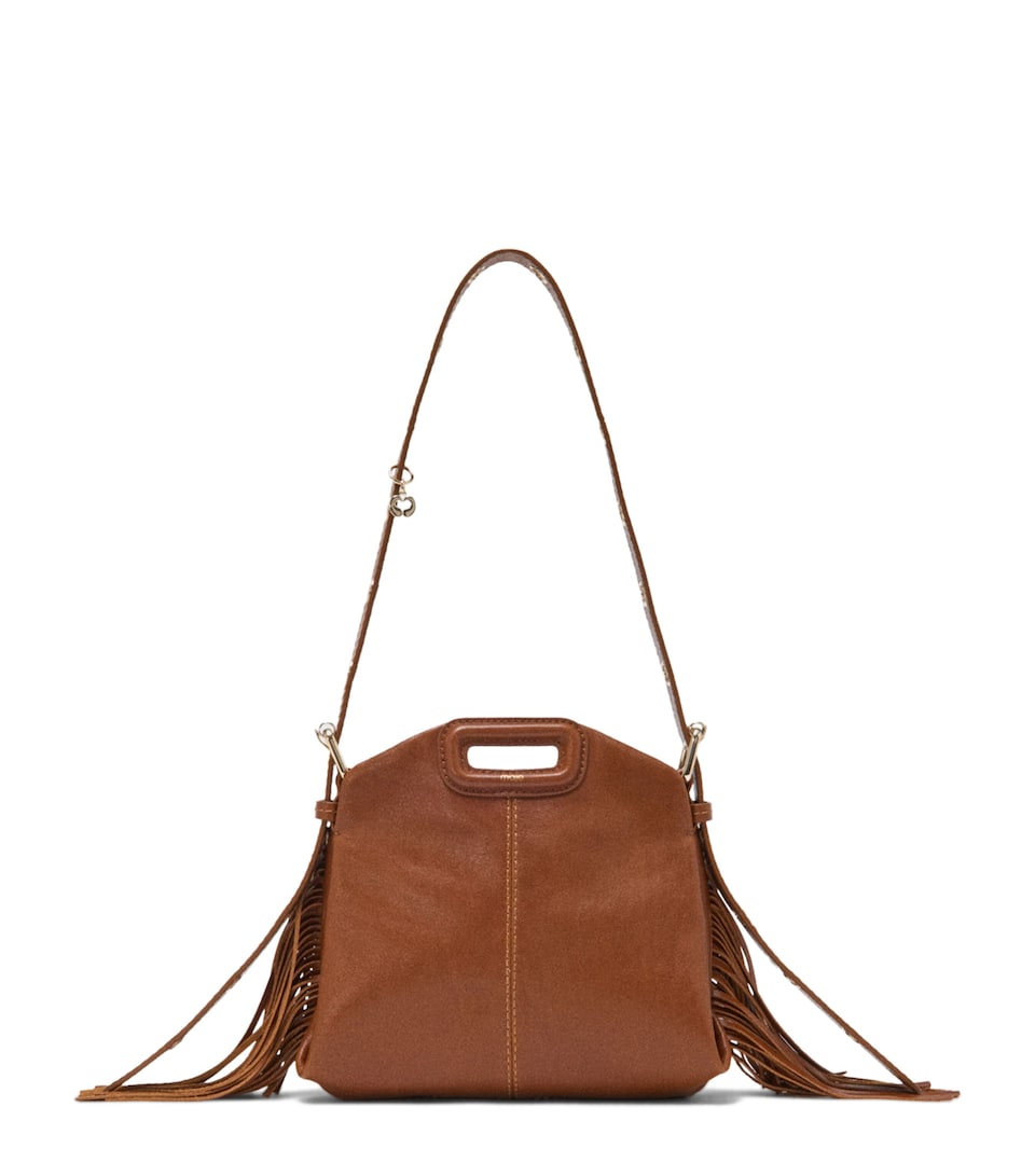 Maje Mini Leather Miss M Shoulder Bag Tobacco