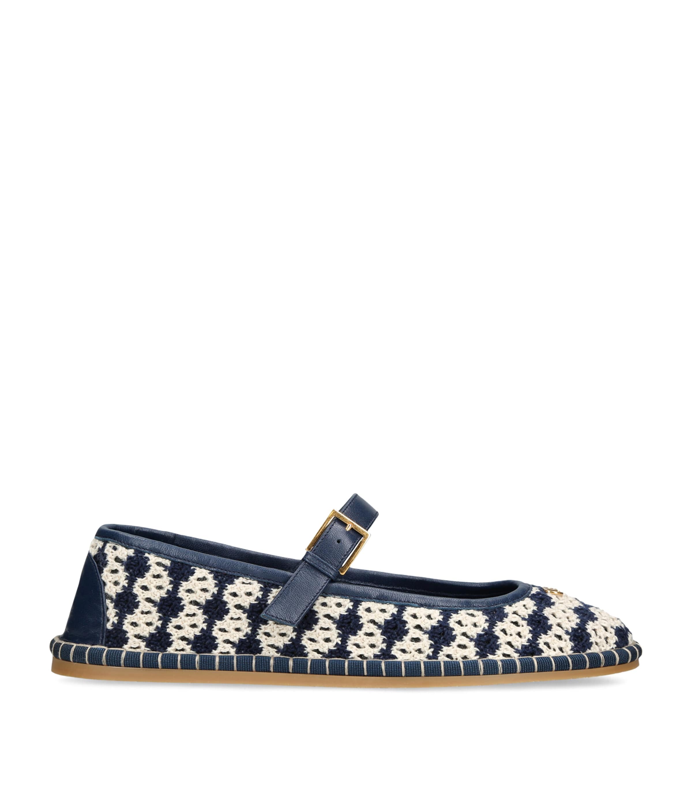 Valentino Garavani Crochet La Cruisette Ballet Flats Blue Other