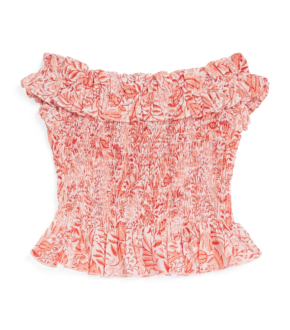 Poupette St Barth Kids Cotton-Blend Alitza Top (4-12 Years) Orange Palmarosa