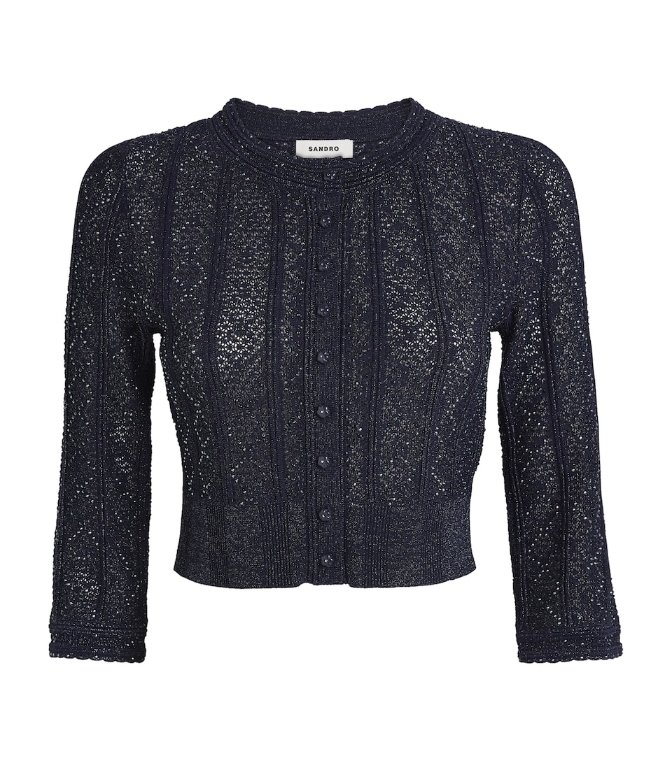 Embellished-Knit Cropped Cardigan