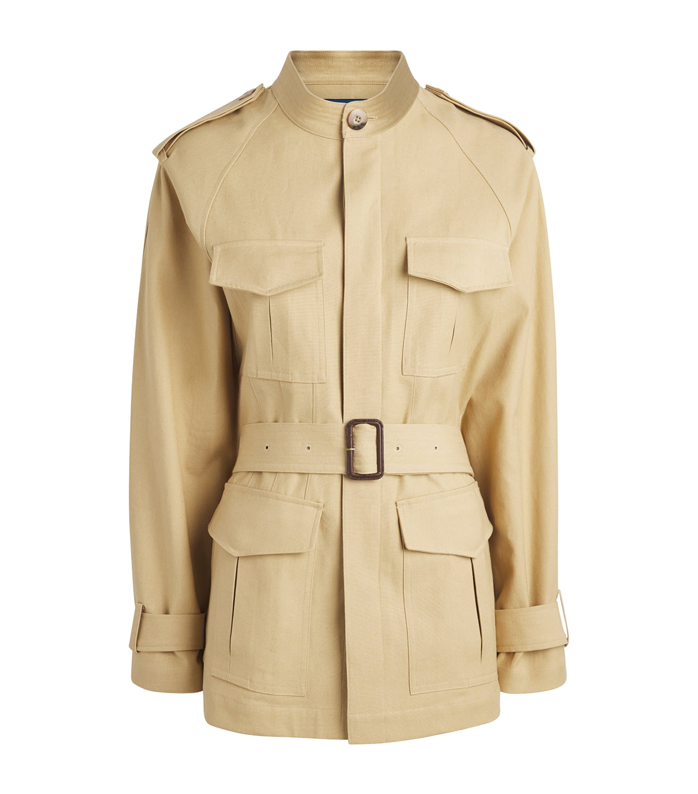 Polo Ralph Lauren Womens Hemp-Cotton-Linen Woven Field Jacket Classic Camel