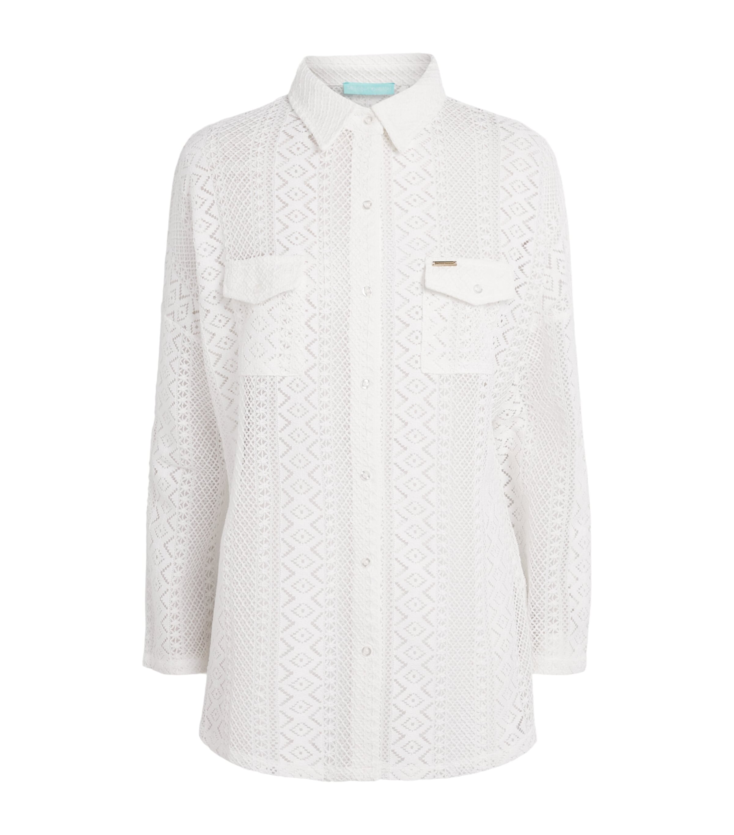 Melissa Odabash Womens Crochet Elena Shirt Ivory