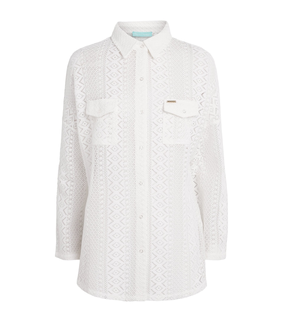 Melissa Odabash Womens Crochet Elena Shirt Ivory