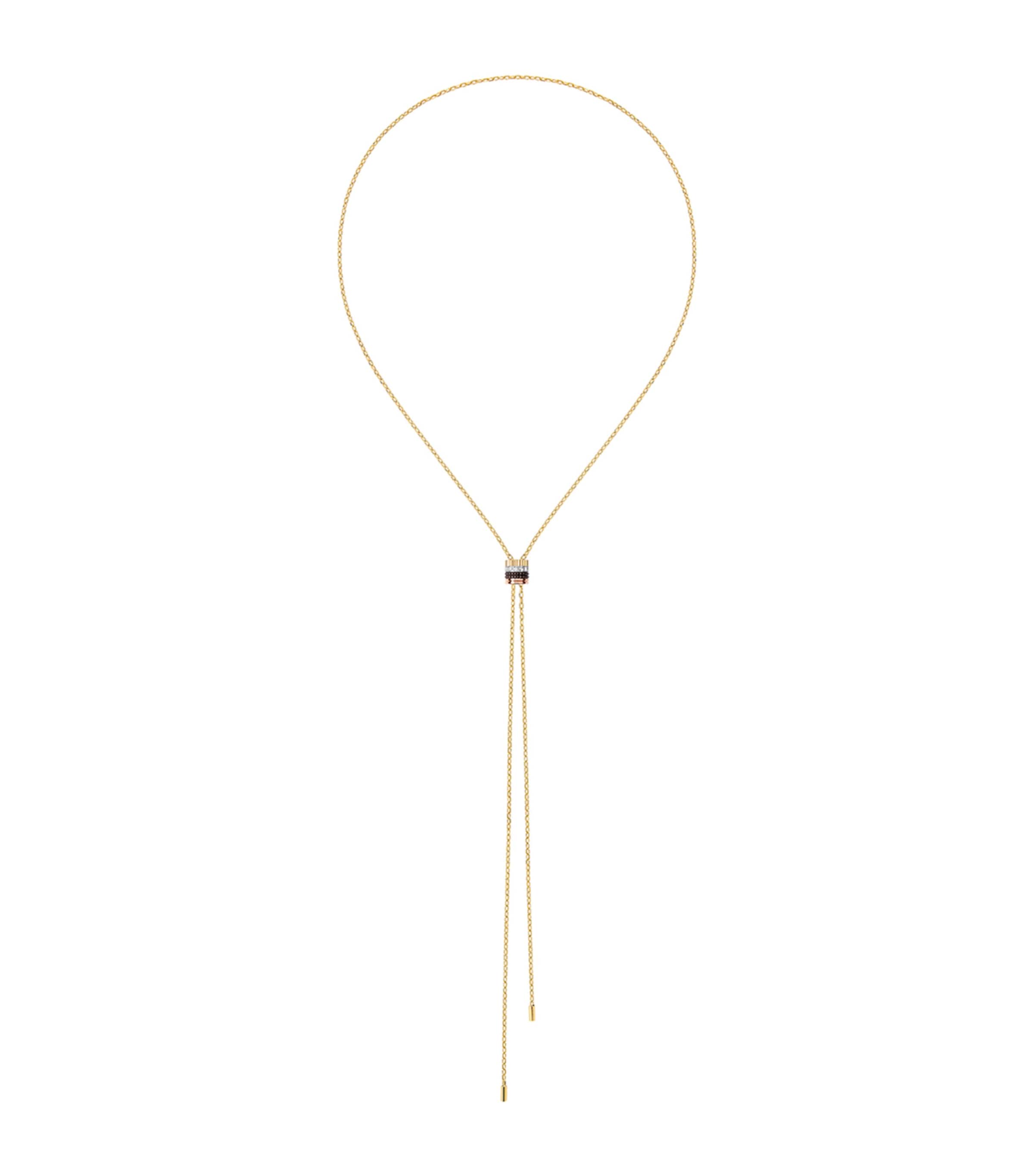 Small Mixed Gold and Diamond Quatre Classique Tie Necklace