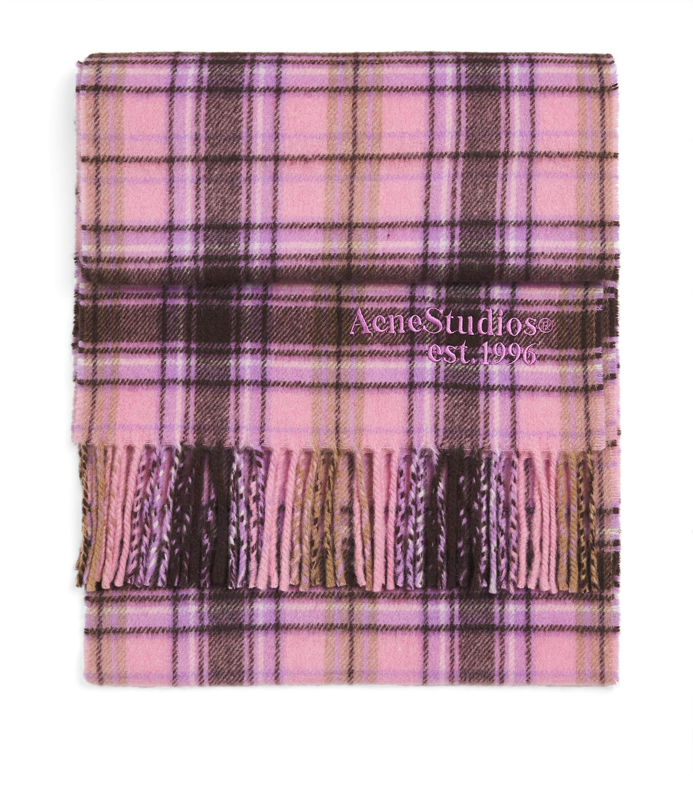 Acne Studios Cashmere-Wool Check Scarf Pink/black