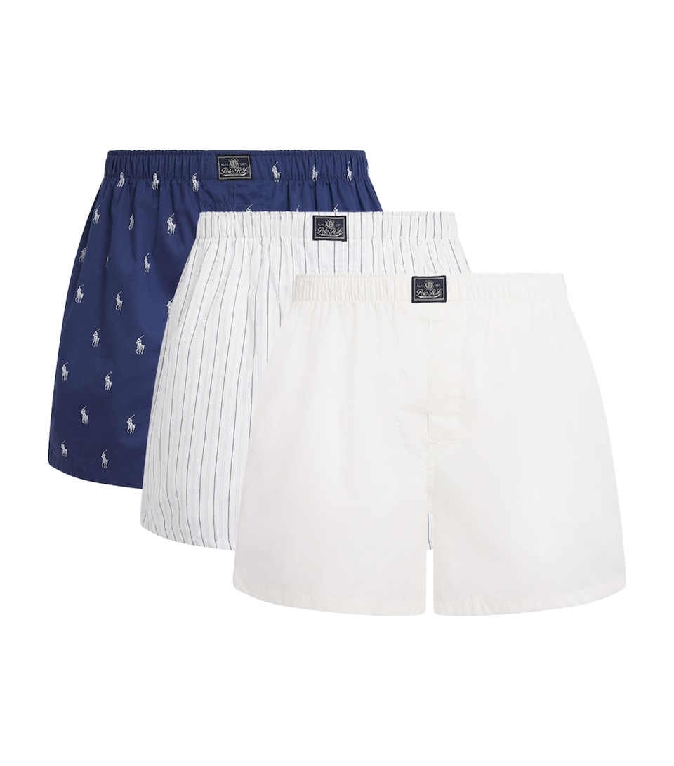 Polo Ralph Lauren Mens Cotton Classic Boxer Shorts (Pack of 3) Whtblu Stp/nvaop/wht