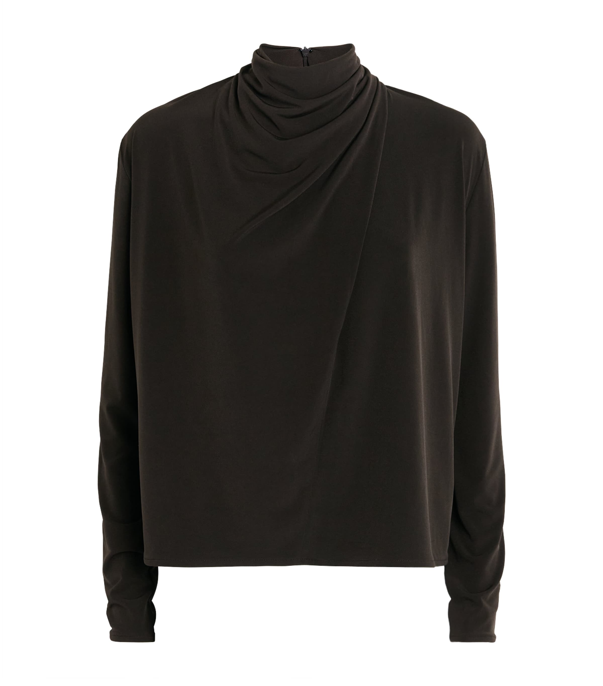 Vince Womens Draped Cowl-Neck Top Smoked Truffle