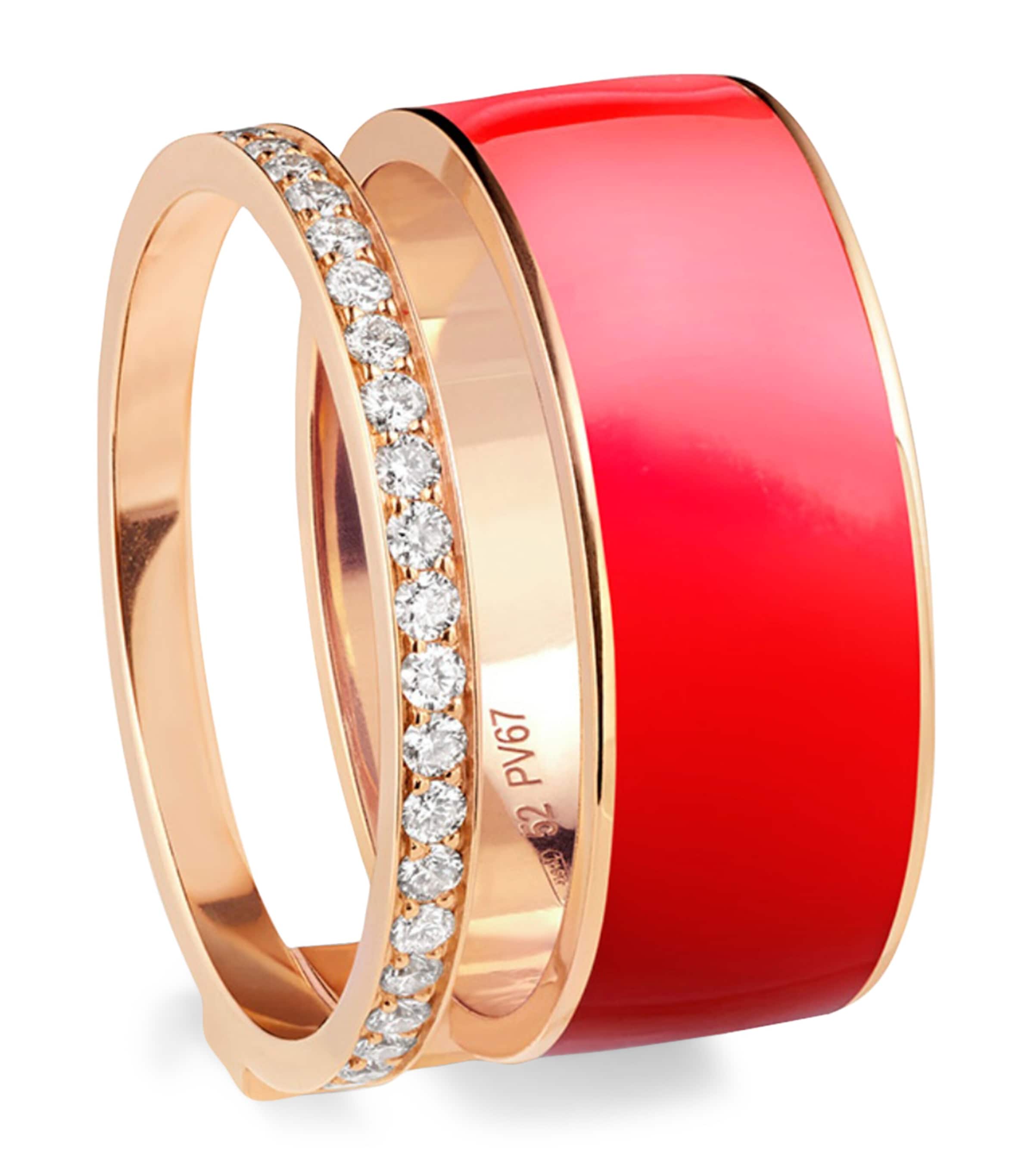 Repossi Pink Gold, Diamond and Enamel Berbere Ring Pink Gold