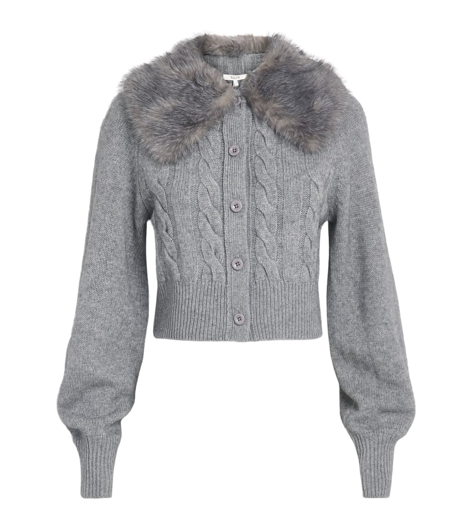 Toccin Womens Wool-Cashmere Cable-Knit Rita Cardigan Storm