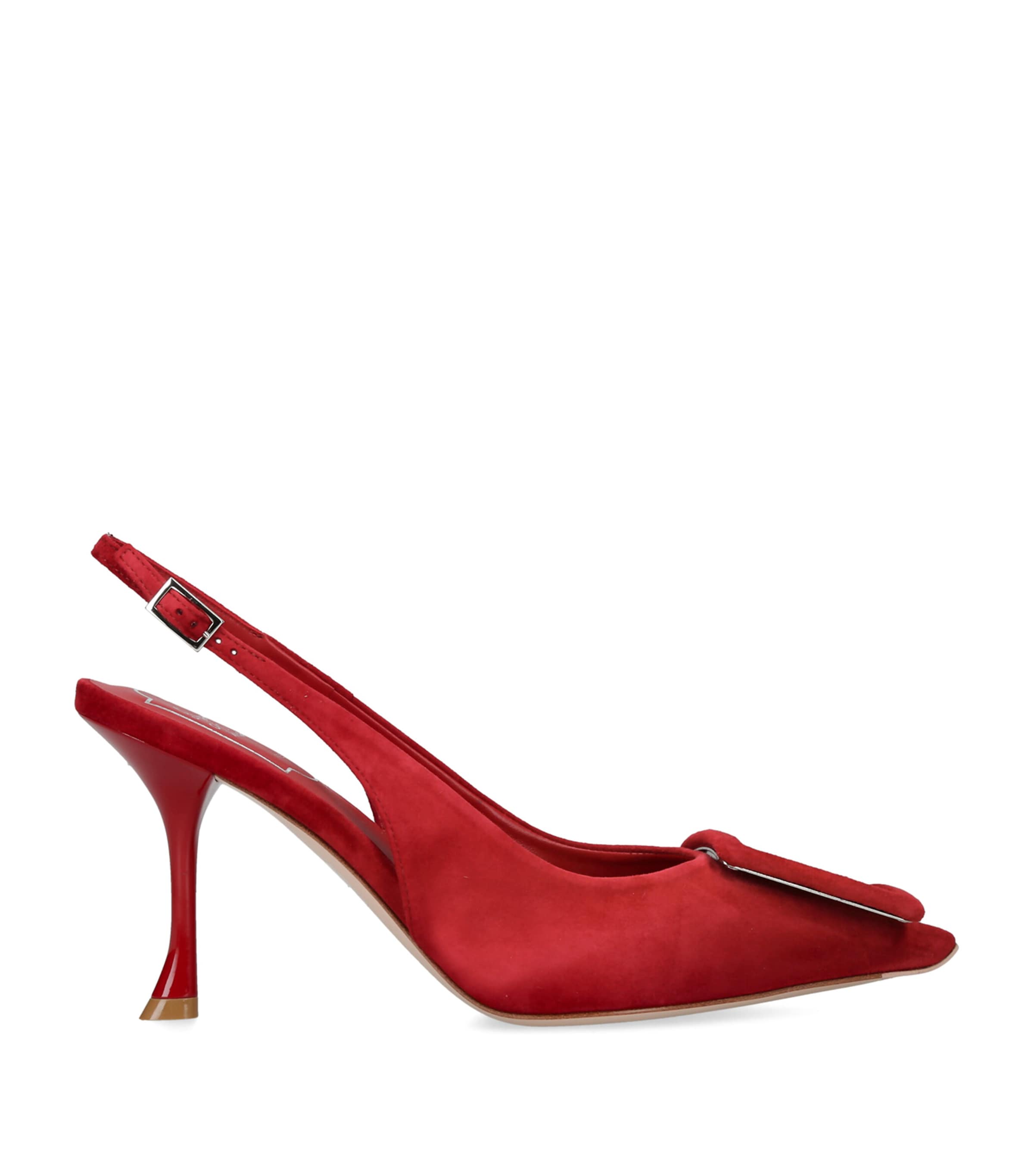 Roger Vivier Suede Viv' in The City Slingback Pumps 85 Red
