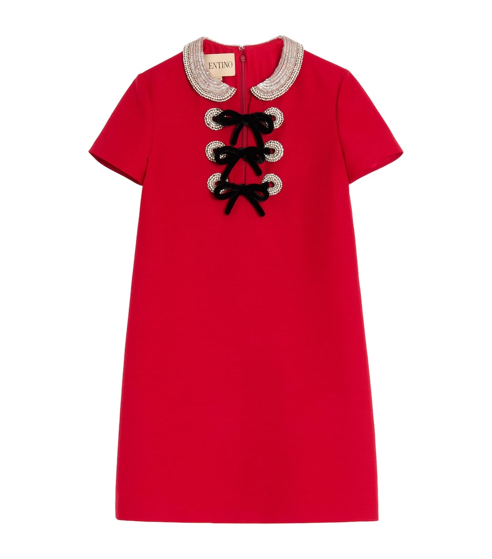 Wool-Silk Crystal Mini Dress