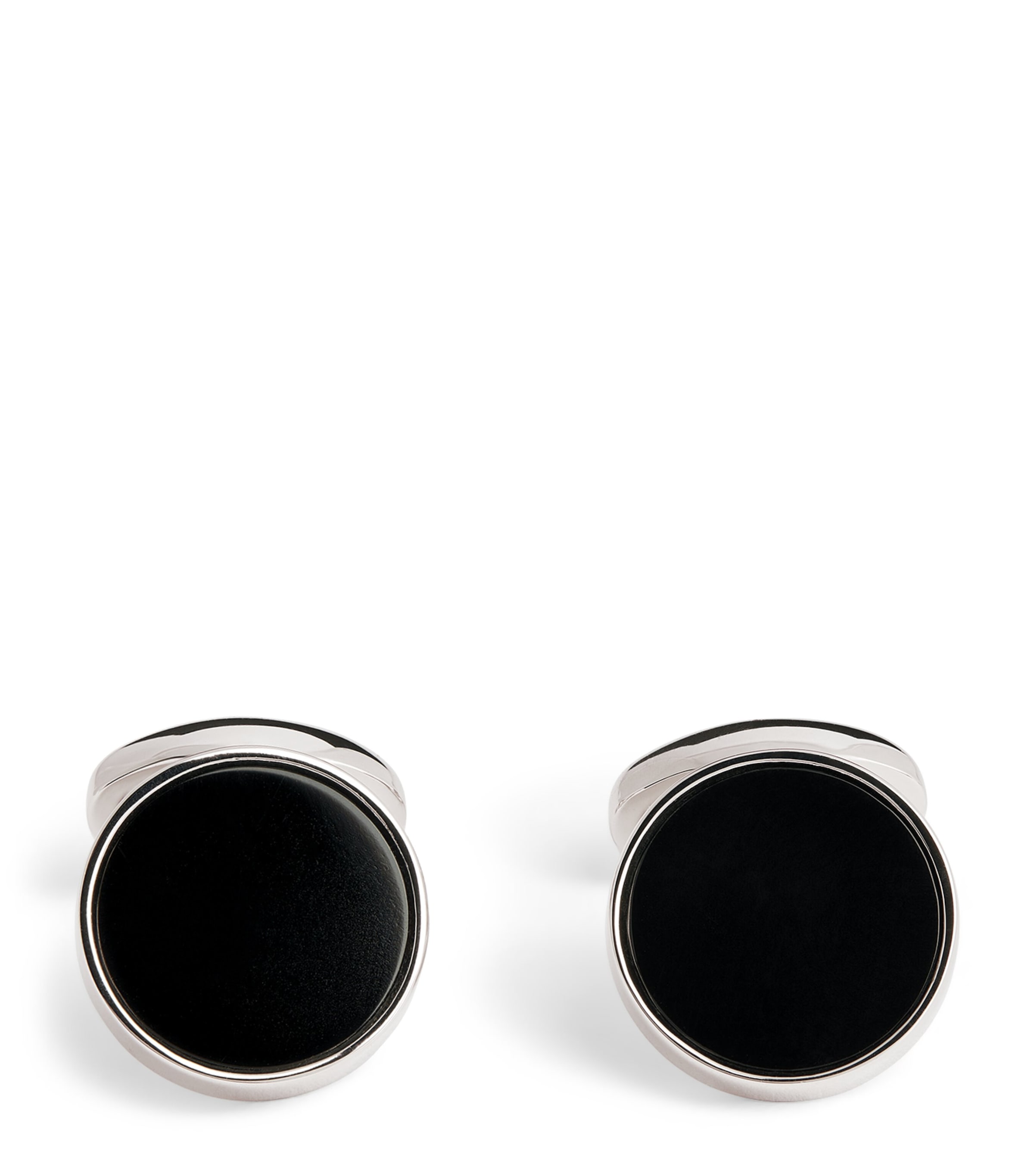 Rhodium-Plated Deco Onyx Cufflinks