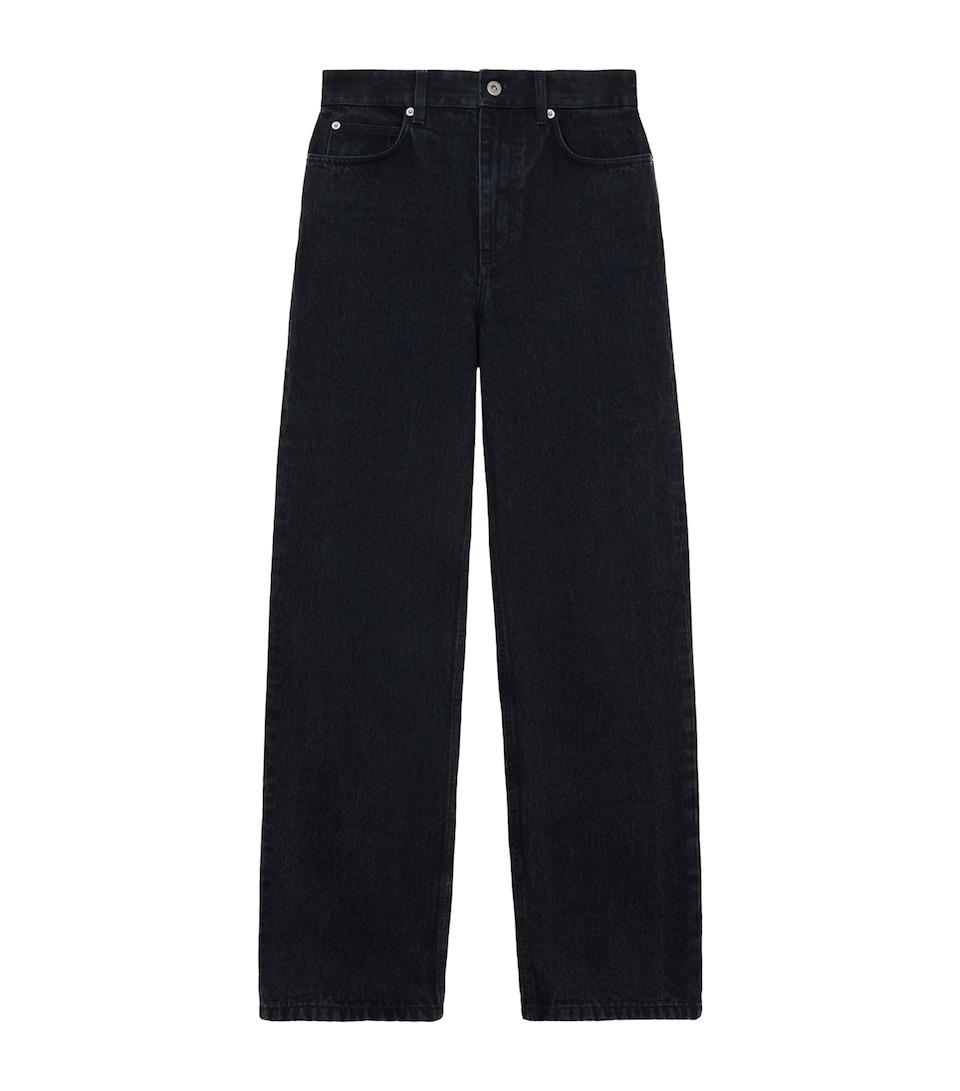 LOEWE Womens Embroidered-Anagram Straight Jeans Black