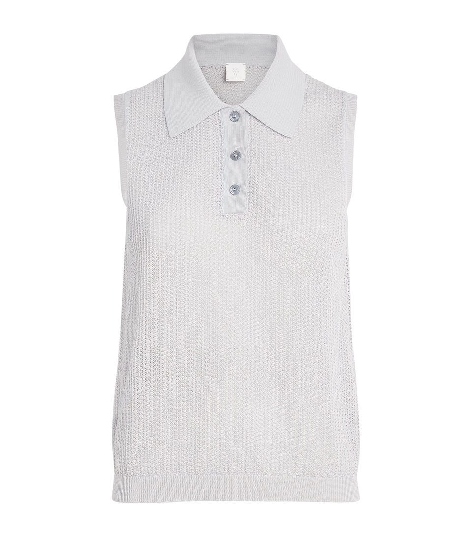 Eleventy Womens Cotton Knitted Polo Shirt Nuvola