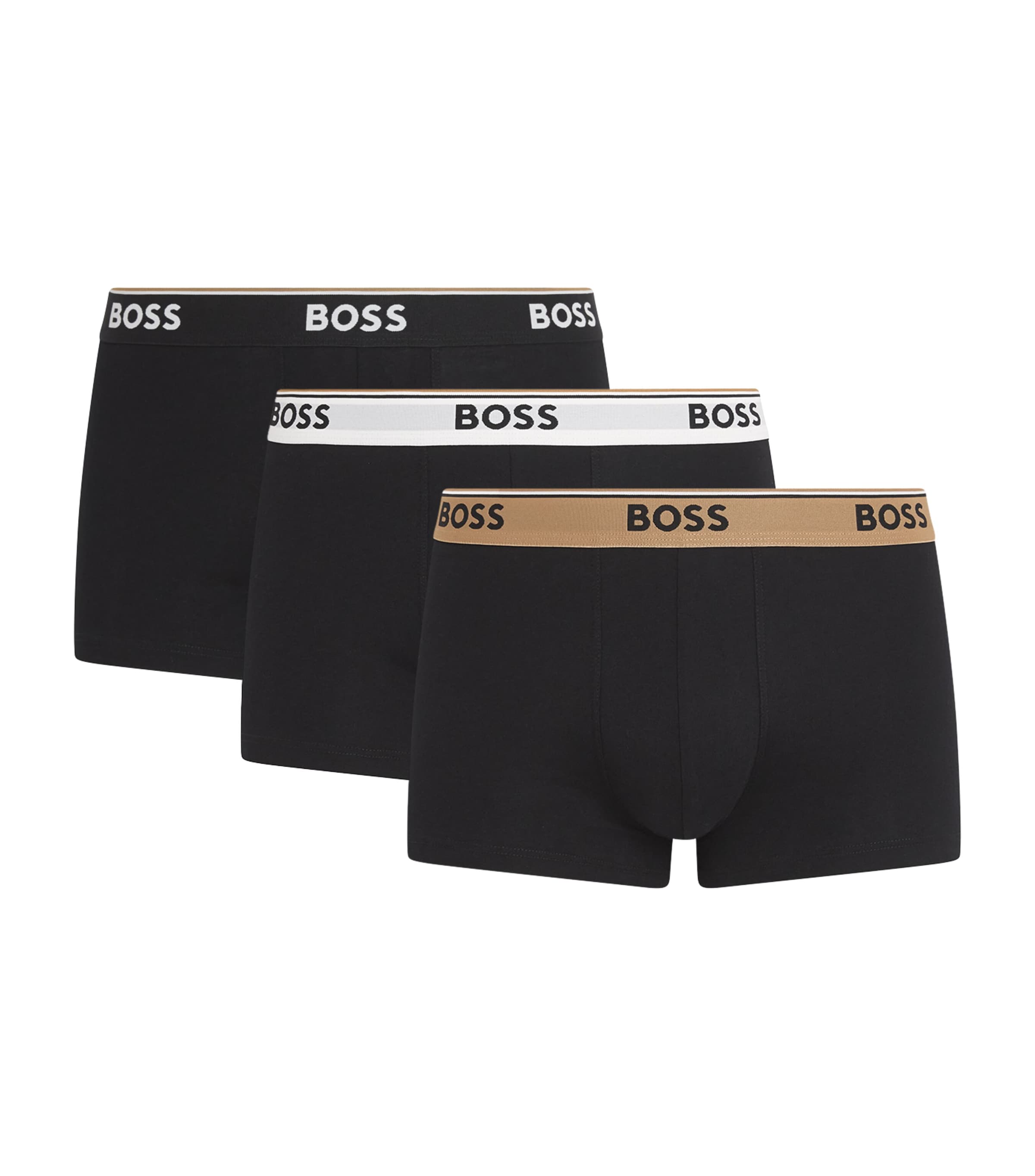BOSS Mens Stretch-Cotton Power Trunks (Pack of 3) Black